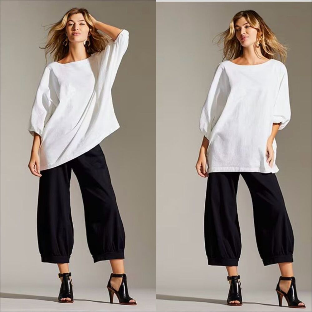 Bryn Walker Wilder Dolman Elbow Sleeve Top Size XL White Short Sleeve Crew Tunic